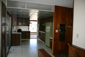 the kitchen before we tore down the wall and canned the avocado...